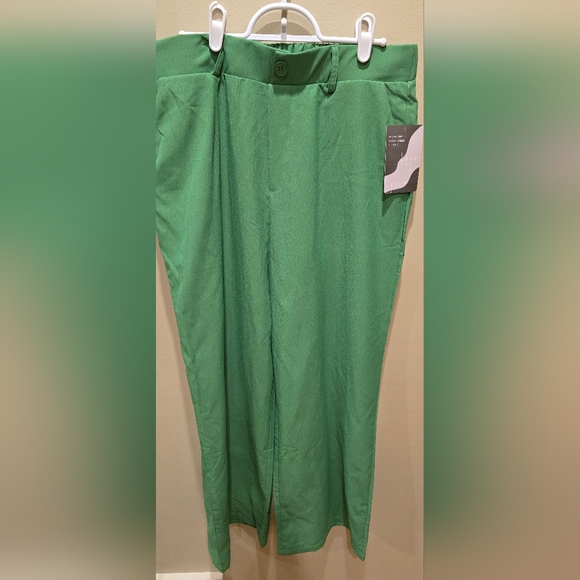 Bowen elastic wide leg pants, green, large - Picture 2 of 3
